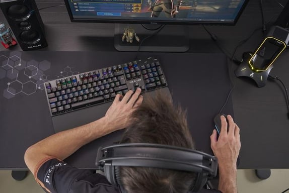 Tastiera da gioco meccanica G-Lab Keyz Carbon-E RGB (interruttore blu) (nero)