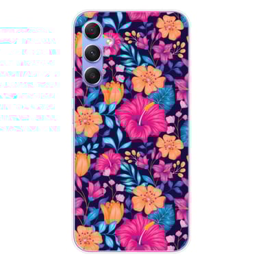 Coque en silicone - Compatible Samsung Galaxy A34 5G - design fleurs exotiques