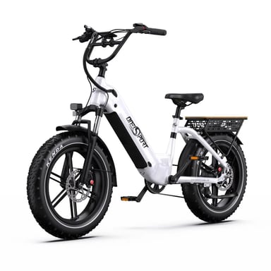 Bicicleta Eléctrico ONESPORT OT08 | Velocidad Máx 25 km/h | Autonomía 80 km | Motor 500W | Batería 48V 18Ah | Neumáticos de 20 Pulgadas | Blanco