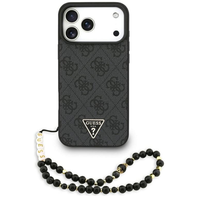 Guess 4G Triangle Logo With Pearl Strap MagSafe Case for iPhone 17 Pro Max 6.9