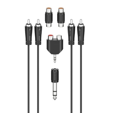 Hama 00205175 cavo audio 2,5 m 2 x RCA Nero (Hama RCA Connection Kit, 2x RCA Plugs to 2x RCA Plugs, 4x Adapters, 2.5 Metre)
