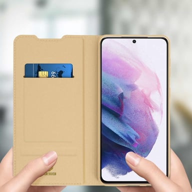 Housse Galaxy S21 Plus Étui Porte-carte Fonction Support Vidéo Dux Ducis doré