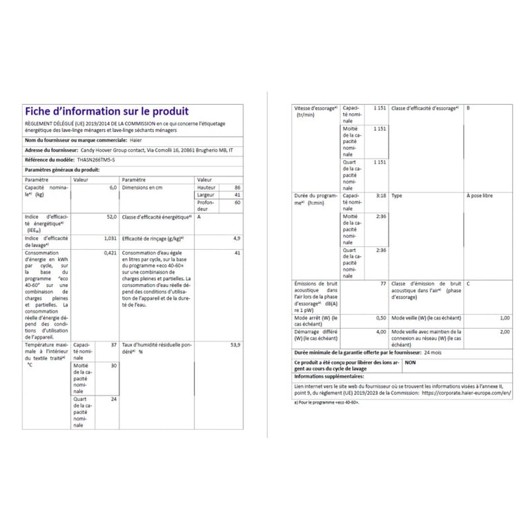 Lave linge top Haier thasn266tm5 - vue 5