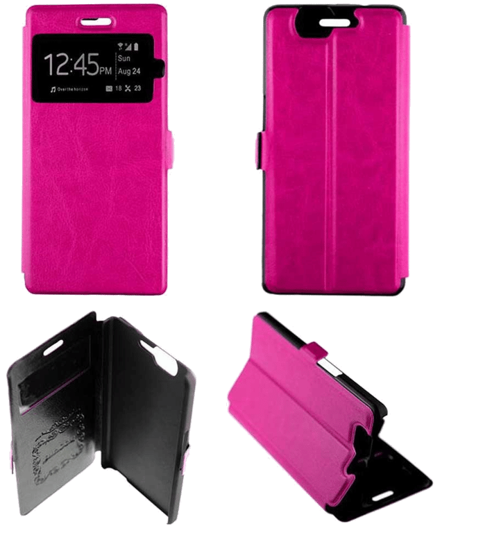 Etui Folio compatible Rose Fushia Wiko Highway