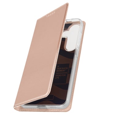 Dux Ducis Funda con cierre para Galaxy S24 / S25 efecto satinado, Dux Ducis Rosa dorado