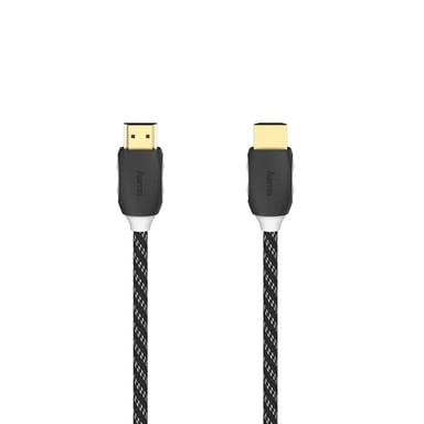 Câble HDMI haute vitesse,St.-St.,Ethernet,text.,plaqué or,noir,1,5 m