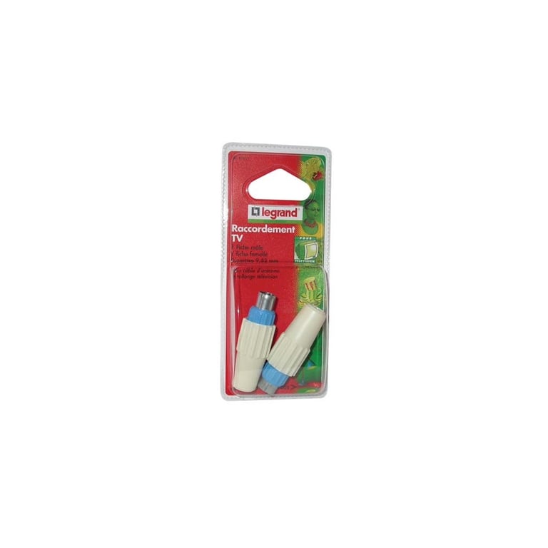 Fiche TV Coaxiale LEGRAND Lot de 2 Mâle et Femelle Ø9 52 mm Pour Antenne et Télévision - vue 2