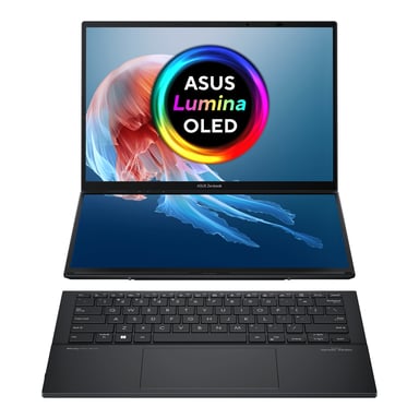 ASUS Zenbook Duo OLED UX8406MA-QL396W - Ordenador Portátil 14'' WUXGA (Intel Core Ultra 9 185H, 32GB RAM, 1TB SSD, Arc Graphics, Windows 11 Home) Gris Tintero - Teclado QWERTY español
