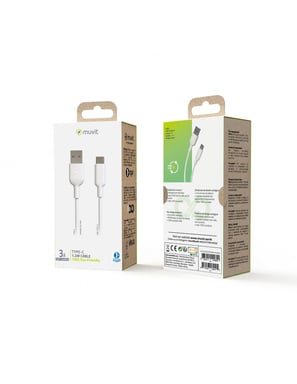 Muvit For Change Cable Usb A/Usb C 1.2M Blanco