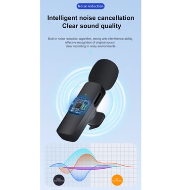CP K9 Mini Lightning Smartphone Wireless clip clear sound microphone noise cancell (5.7x1.5cm) Black
