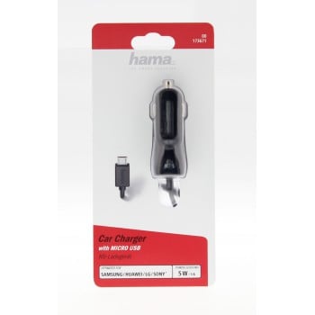 Cargador de coche, micro-USB, 1 A, negro