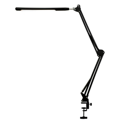Lámpara de escritorio LED negra con brazo giratorio ajustable