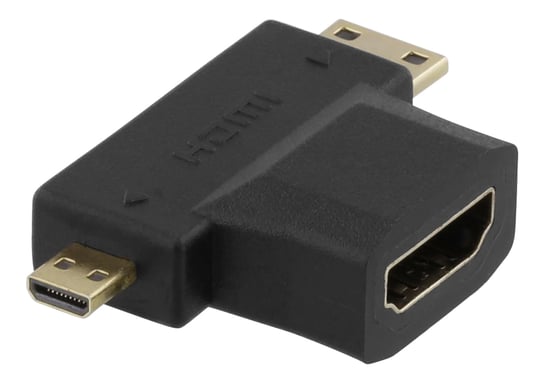Deltaco HDMI-22G adattatore per inversione del genere dei cavi 19-pin HDMI Type A 19-pin HDMI Type A, 19 Pins Micro HDMI Type D Nero (DELTACO HDMI-22G - HDMI adapter)