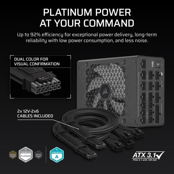 CORSAIR HXi Series (2025), HX1200i, 80 PLUS Platinum - Neuf