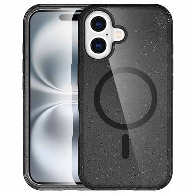 imoshion Coque Pailletée avec MagSafe pour Apple iPhone 16 - Glitter Noir