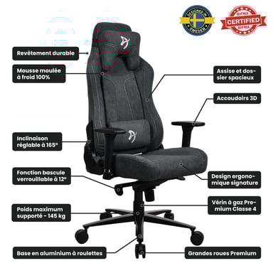 Arozzi Vernazza Sedile da gioco universale Sedile imbottito Grigio