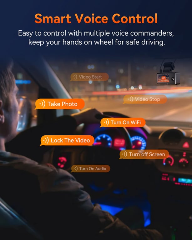 Vantrue E3 Dashcam 3 canaux 2.7K avec WiFi GPS Bluetooth SOS et vision nocturne Neuf - vue 3