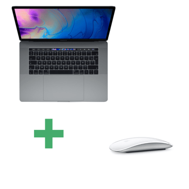 Macbook Pro Core i7 (2018) 15.4', 2.6 Ghz 512 Go 16 Go Intel UHD Graphics 630 and AMD Radeon Pro 560X, Gris sideral - AZERTY  + Magic Mouse 2 blanco