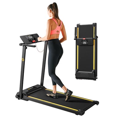 UREVO URTM006 Tapis Roulant Mini Pieghevole, Velocità Max 1-10 km/h, Area di Camminata 105*40 cm, Carico Max 100 kg, 12 Programmi HIIT Integrati