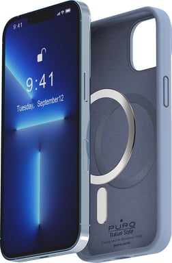 Coque Apple iPhone 14 Plus Silicone Icon Compatible MagSafe Bleue Puro