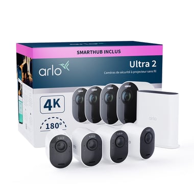 Arlo Ultra 2 Caméra de Surveillance extérieure, pack de 4 blanc