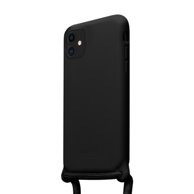 Coque en gel de silicone doux en bandoulière pour Apple iPhone 11, Noir satin