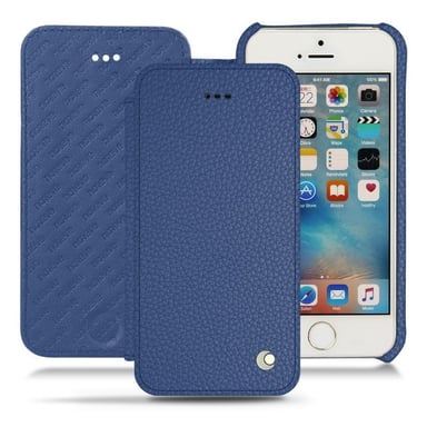 Housse cuir Apple iPhone SE - Rabat horizontal - Bleu - Cuir grainé