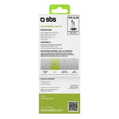 Caricabatterie per auto con 2 uscite USB - SBS