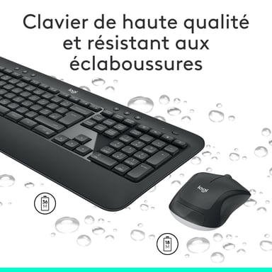 Logitech 920-008676 teclado Ratón incluido Universal RF inalámbrico AZERTY Francés Negro, Blanco