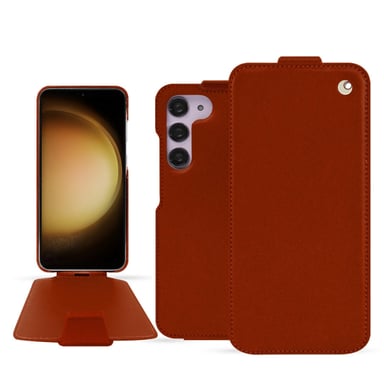 Housse cuir Samsung Galaxy S23+ -  - Orange - Cuir vegan