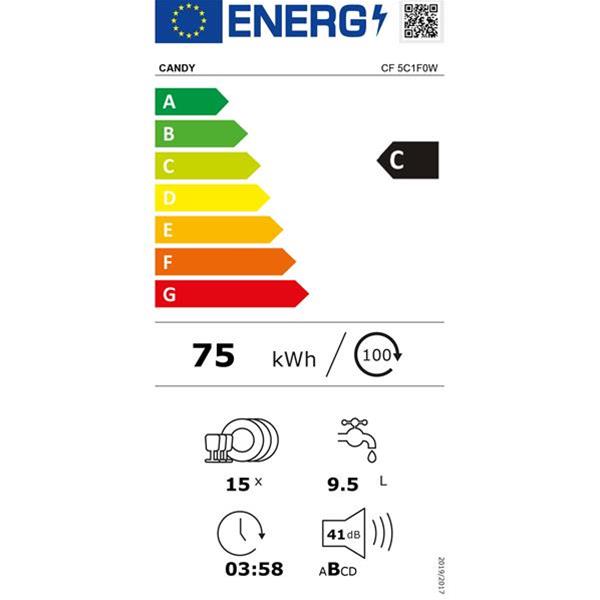 Lave-Vaisselle Candy CF5C1F0W – 60 cm, 15 Couverts, 41 dB, Wi-Fi - vue 9