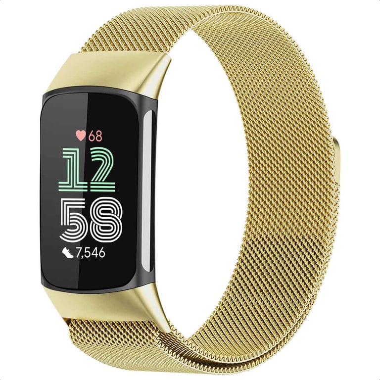 imoshion Bracelet magnétique milanais pour Fitbit Charge 5 - Taille S - Doré - Neuf
