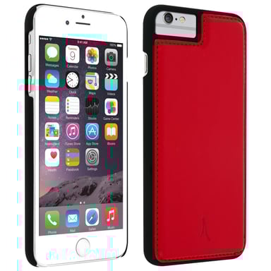 Coque iPhone 8+, 7+, 6+, 6S+ Protection Rigide Cuir Véritable Akashi Rouge