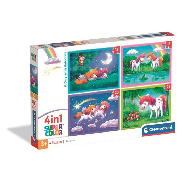 Clementoni Puzzle Enfant 4In1 72 Pièces A Day with Unicorns Fabriqué en Italie 21740 - vue 5