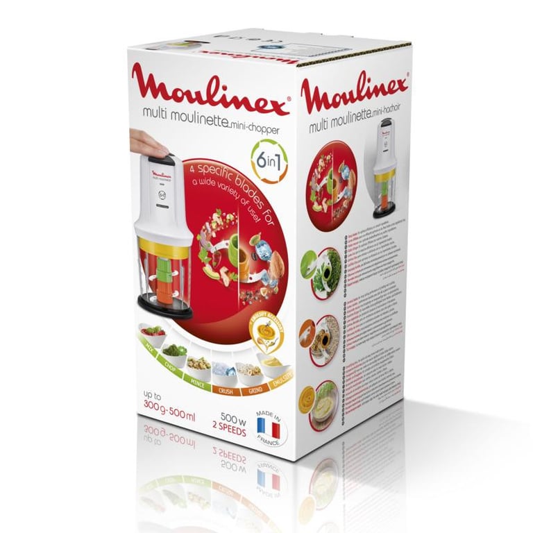 Hachoir Moulinex Multi Moulinette AT723110 – 500W, 6 en 1, Bol 0.5L - vue 6