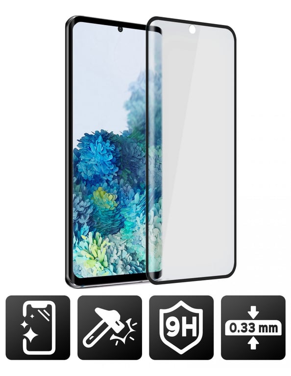 AKASHI Film pour Samsung Galaxy S20 Plus Verre Tremp&eacute; 9H Noir