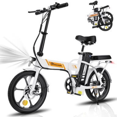 EVERCROSS TECH Vélo électrique Gros Pneus 16'' EK5- Batterie amovible 36V  Moteur 250W 7-Vitesse  Freins Double Adulte - Blanc