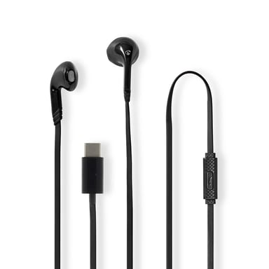 Écouteurs Filaires USB-C avec Micro et Contrôle du Volume 1.2m Noir