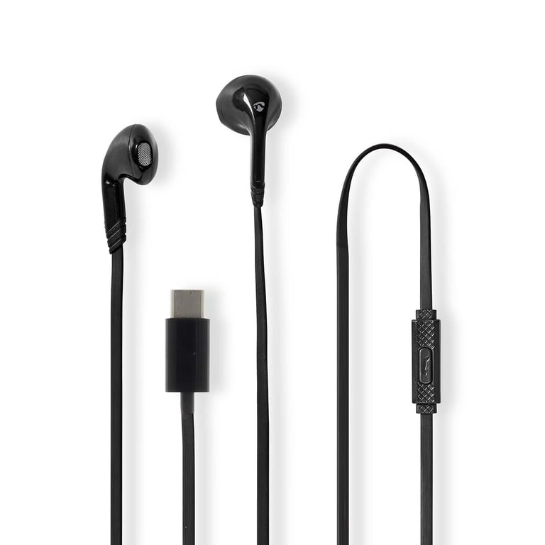 Écouteurs Filaires USB-C avec Micro et Contrôle du Volume 1.2m Noir - Neuf
