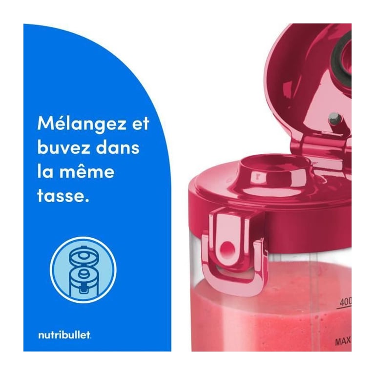 NutriBullet portable blender blender portable 475ml sans BPA mini blender blender multifonctions chargeur USB C plus de 15 cycles de mixage NBP003MA - vue 6