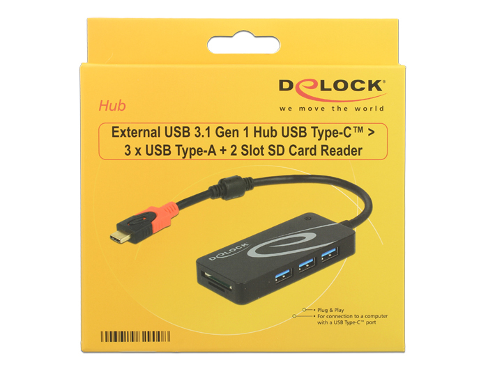DeLOCK HUB USB 3.0 USB Type C > 3 Port extern USB 3.2 Gen 1 3.1 Gen 1 Type C Neuf - vue 2