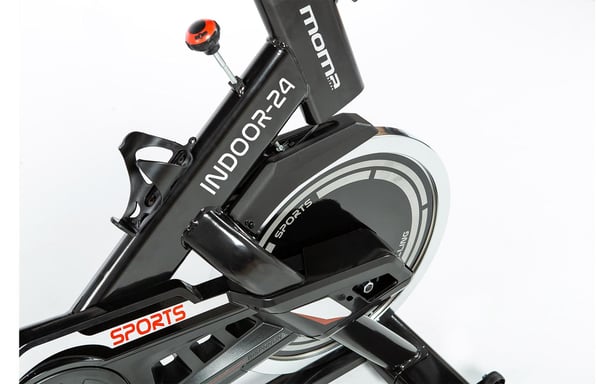 Bicicleta INDOOR con Volante de Inercia de 24kg, Pantalla LCD, pulsómetro de cuádruple sensor integrado en manillar , Sillin ergonomico.