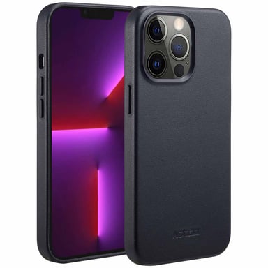 Accezz Coque arrière en cuir avec MagSafe pour Apple iPhone 13 Pro - Onyx Black