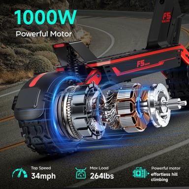 Monopattino elettrico GOKEEP F5 1000W, batteria 52V 20Ah, autonomia 70 km, pneumatici 11'' fuoristrada, pieghevole, velocità max 55 km/h