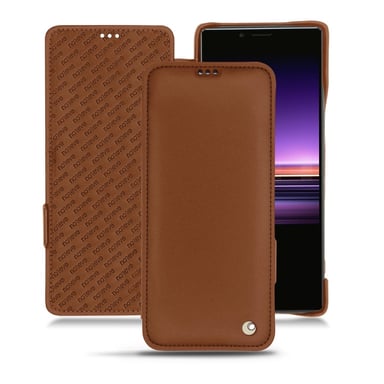Housse cuir Sony Xperia 1 -  - Marron - Cuir lisse