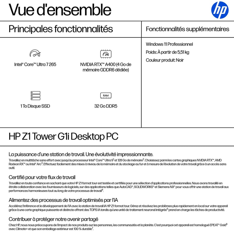 HP Z1 G1i Core Ultra 7 265 2.4 GHz RAM AZERTY - vue 9
