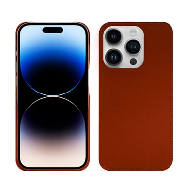 Coque cuir Apple iPhone 15 Pro -  - Orange - Cuir vegan