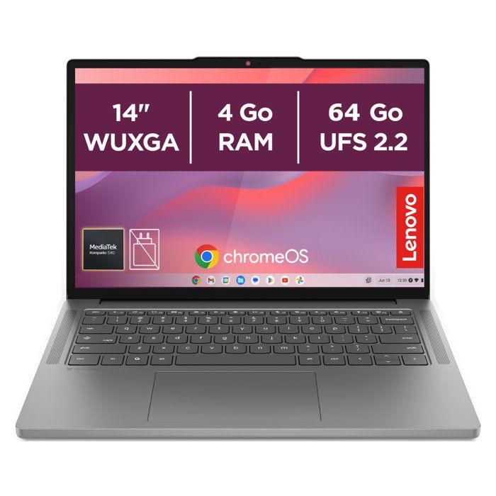 PC Portable Chromebook LENOVO 14M8911 Chrome OS 14 WUXGA MTK 540 RAM 8 Go Stockage AZERTY - vue 6