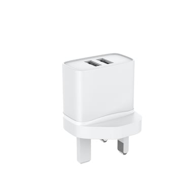Jaym - Chargeur Secteur Double Usb-a 12w 2,4a Blanc - Prise UK + Dubai