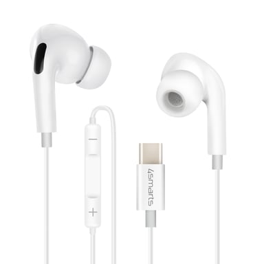 Écouteurs Filaires USB-C Intra-auriculaire Télécommande 4Smarts Blanc